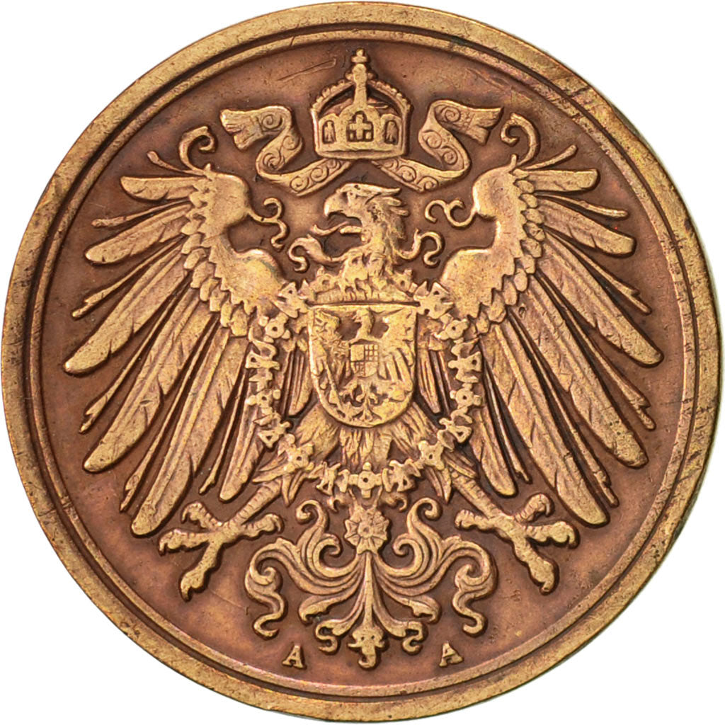 Coin, GERMANY - EMPIRE, Wilhelm II, Pfennig, 1908, Berlin, AU(50-53), Copper
