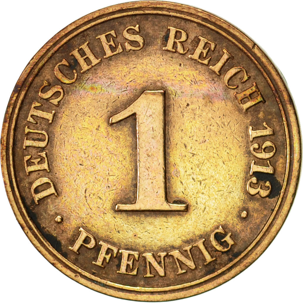 Moneta, NIEMCY - IMPERIUM, Wilhelm II, Pfennig, 1913, Hamburg, EF(40-45)