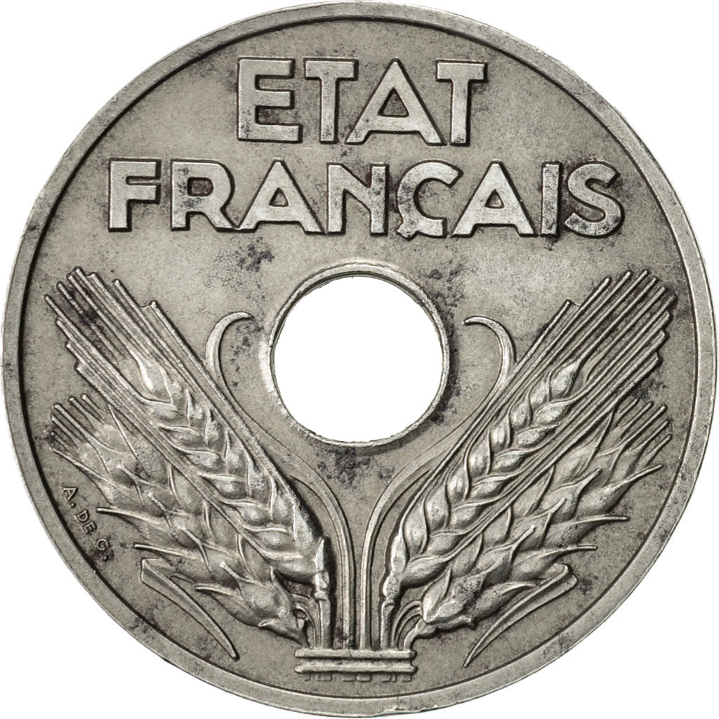 Munten, Frankrijk, État français, 20 Centimes, 1944, Paris, ZF, Zinc