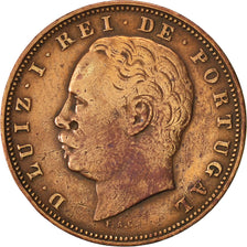 Moneda, Portugal, Luiz I, 10 Reis, 1882, MBC, Bronce, KM:526