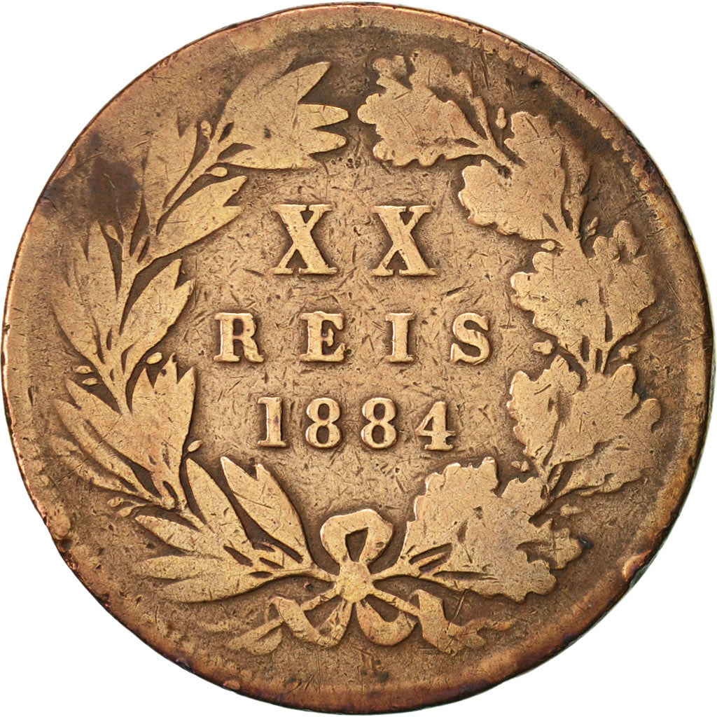 Coin, Portugal, Luiz I, 20 Reis, 1884, VF(20-25), Bronze, KM:527