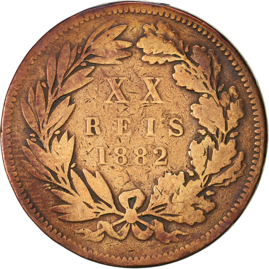Munten, Portugal, Luiz I, 20 Reis, 1882, FR, Bronze, KM:527