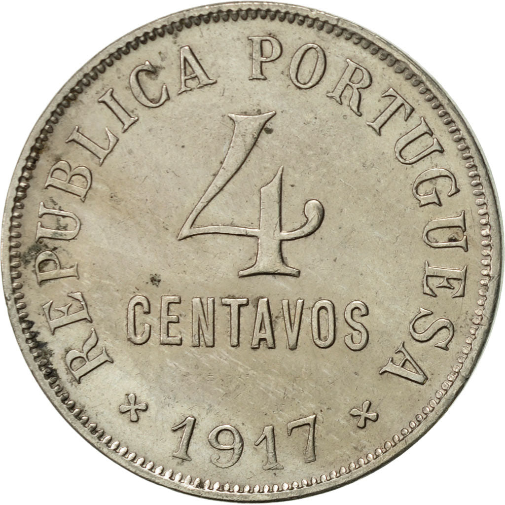Portugal, 4 Centavos, 1917, EF(40-45), Copper-nickel, KM:566