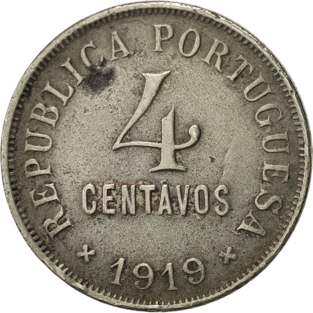 Coin, Portugal, 4 Centavos, 1919, EF(40-45), Copper-nickel, KM:566
