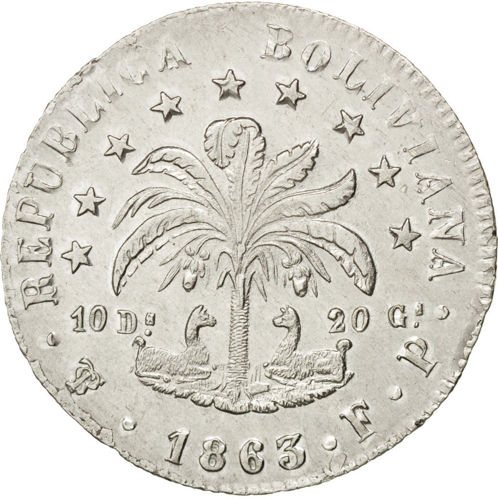 Moneta, Bolivia, 8 Soles, 1863, Potosi, SPL-, Argento, KM:138.6