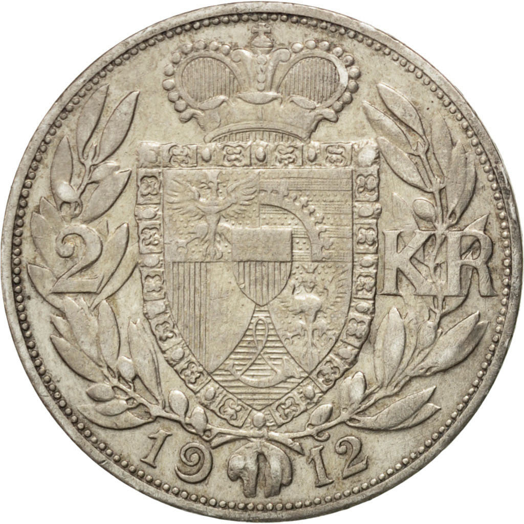 LIECHTENSTEIN, 2 Kronen, 1912, KM #3, AU(55-58), Silver, 27, 9.93