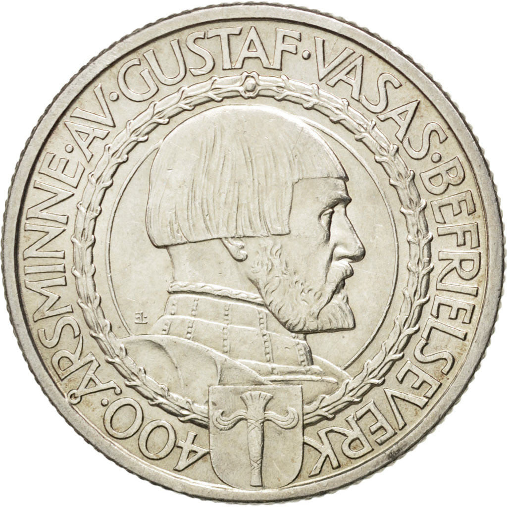 Coin, Sweden, Gustaf V, 2 Kronor, 1921, MS(60-62), Silver, KM:799