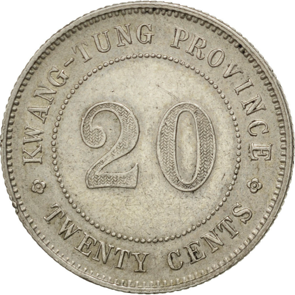 CHINA, 20 Cents, 1920, KM #423, AU(50-53), Silver, 5.33
