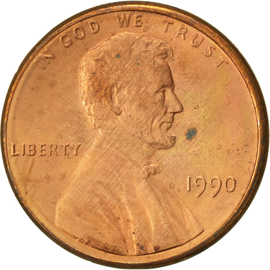 Coin, United States, Lincoln Cent, Cent, 1990, U.S. Mint, Philadelphia