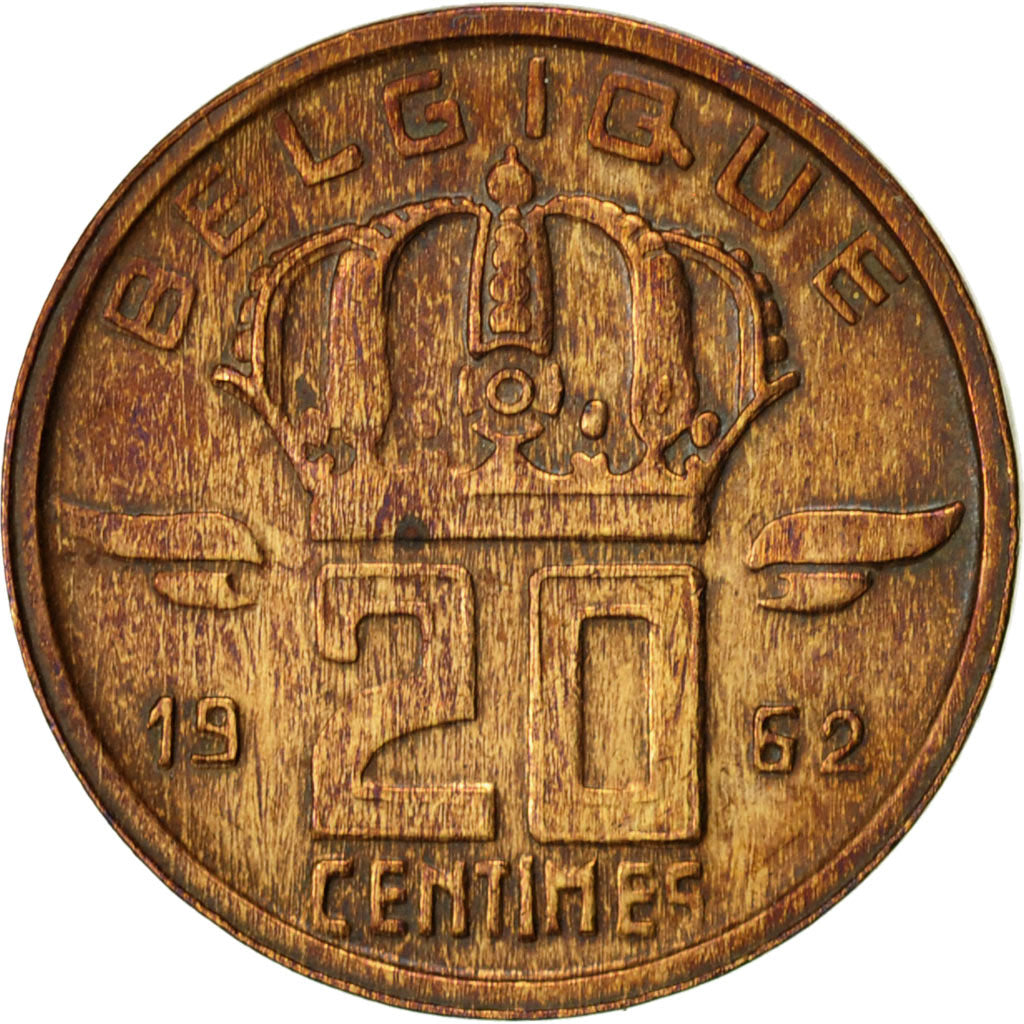 Coin, Belgium, 20 Centimes, 1962, EF(40-45), Bronze, KM:146
