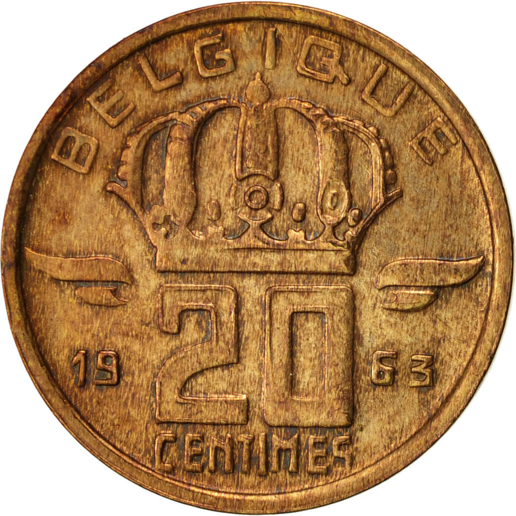 Coin, Belgium, 20 Centimes, 1963, EF(40-45), Bronze, KM:146