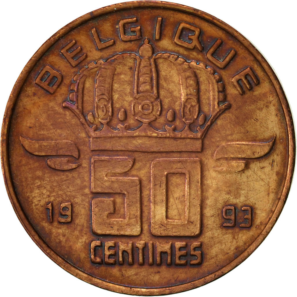 Coin, Belgium, Baudouin I, 50 Centimes, 1993, EF(40-45), Bronze, KM:148.1