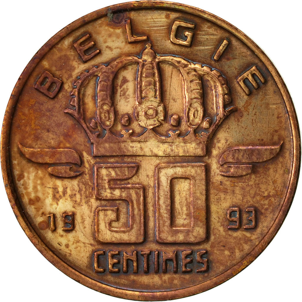 Coin, Belgium, Baudouin I, 50 Centimes, 1993, EF(40-45), Bronze, KM:149.1