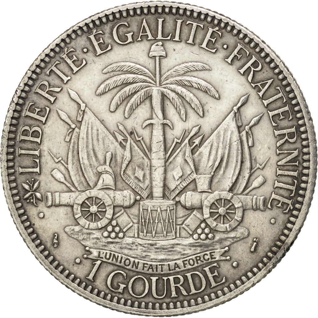 HAITI, Gourde, 1882, KM #46, EF(40-45), Silver, 25.01