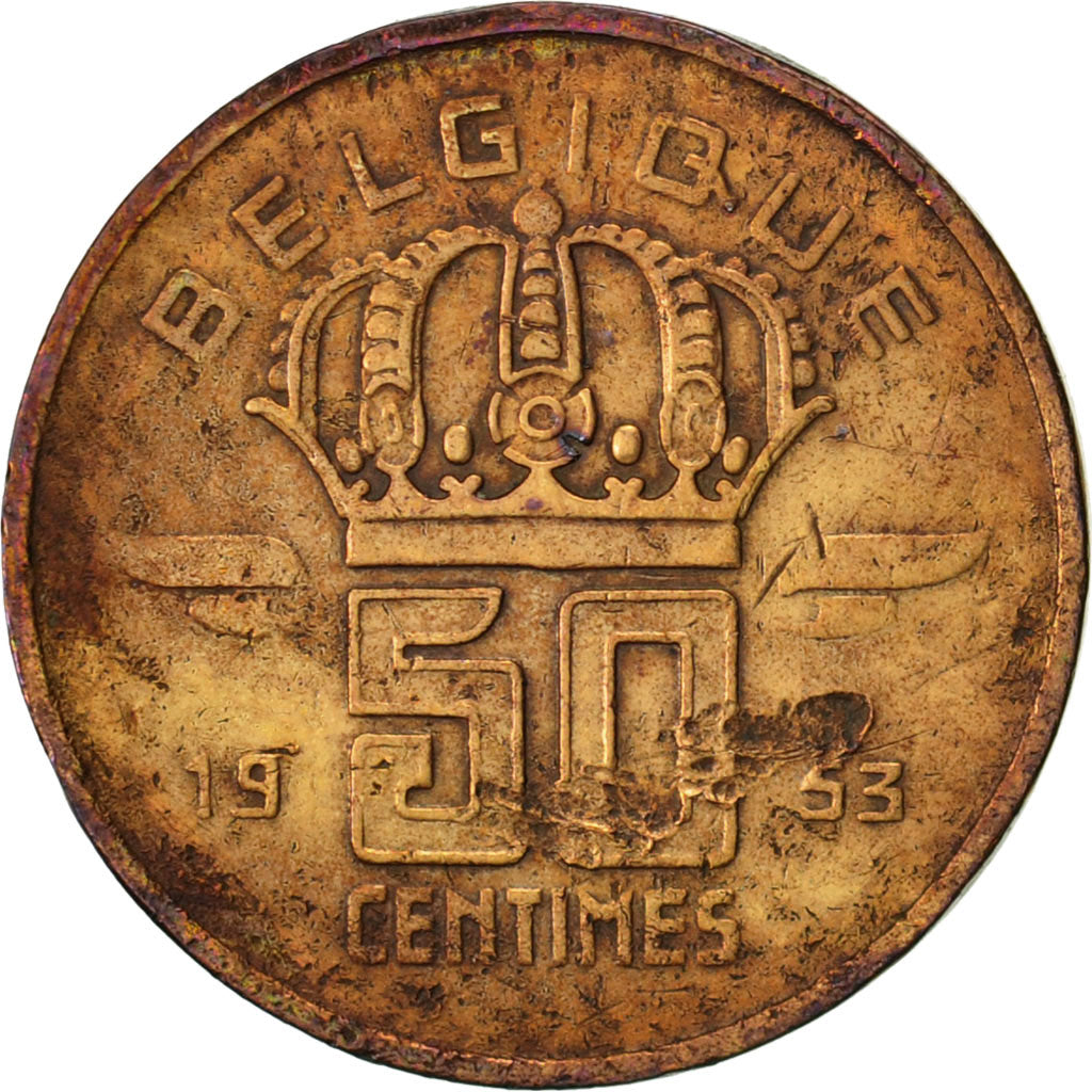 Coin, Belgium, 50 Centimes, 1953, EF(40-45), Bronze, KM:144