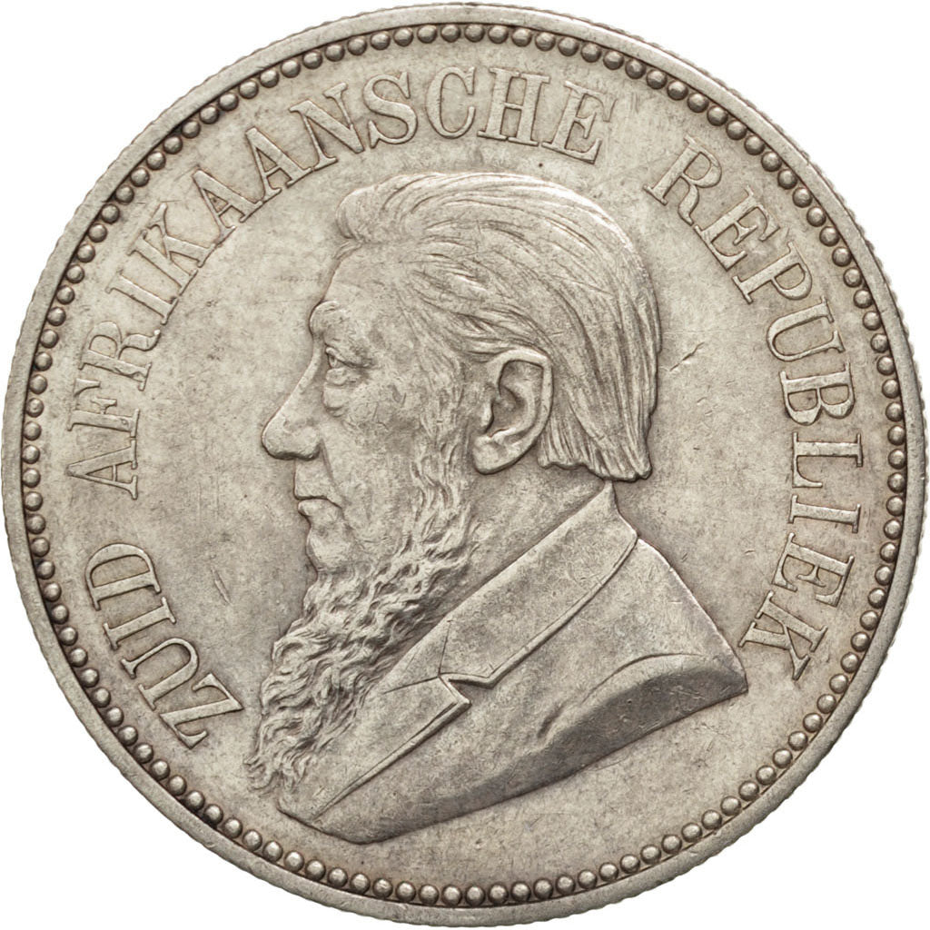 SOUTH AFRICA, 2-1/2 Shillings, 1897, KM #7, AU(55-58), Silver, 14.10