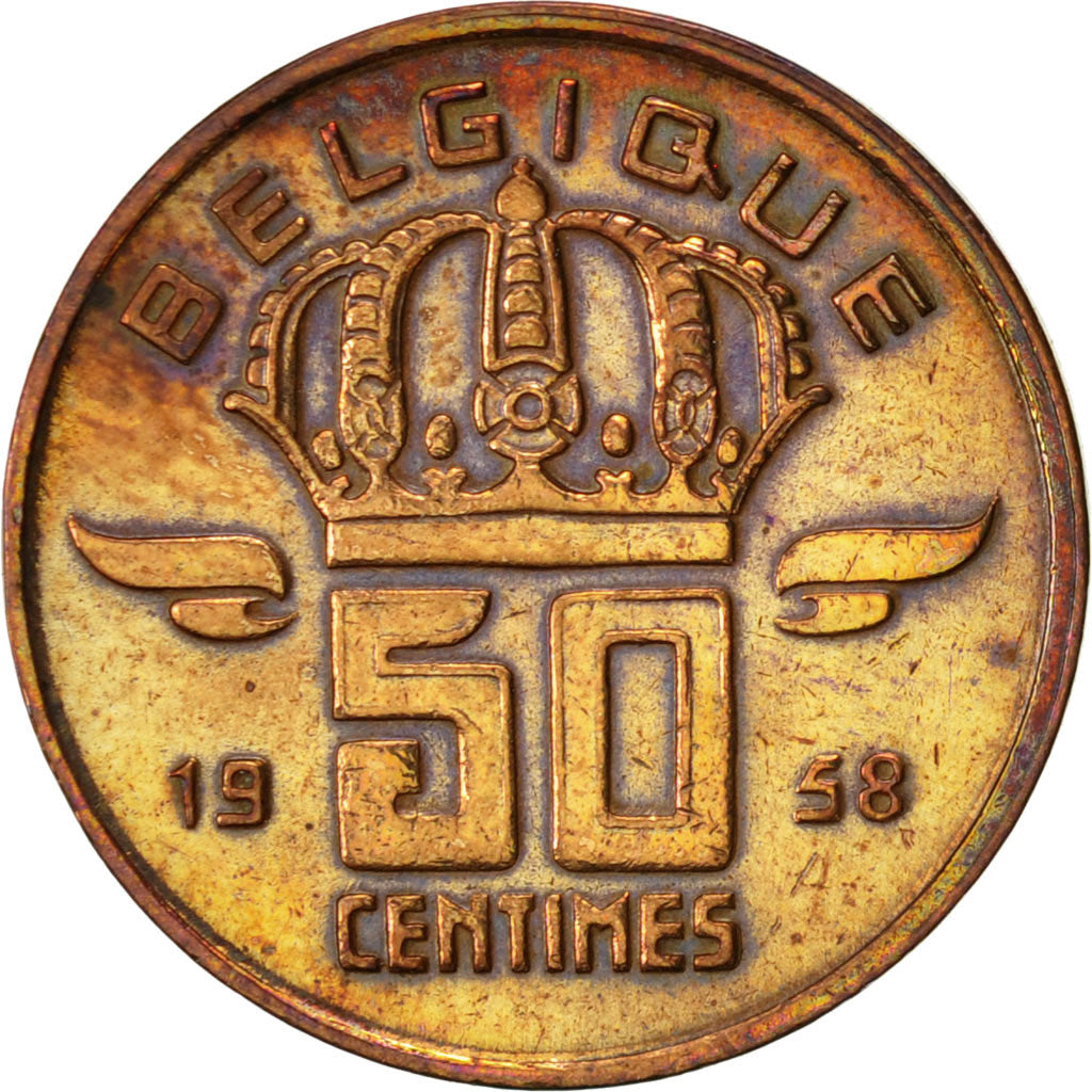 Monnaie, Belgique, Baudouin I, 50 Centimes, 1958, TTB, Bronze, KM:148.1