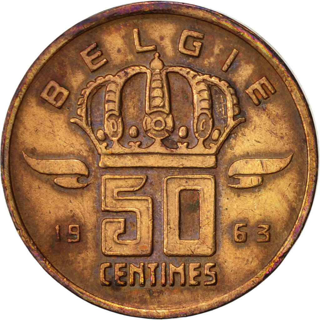 Coin, Belgium, Baudouin I, 50 Centimes, 1963, EF(40-45), Bronze, KM:149.1