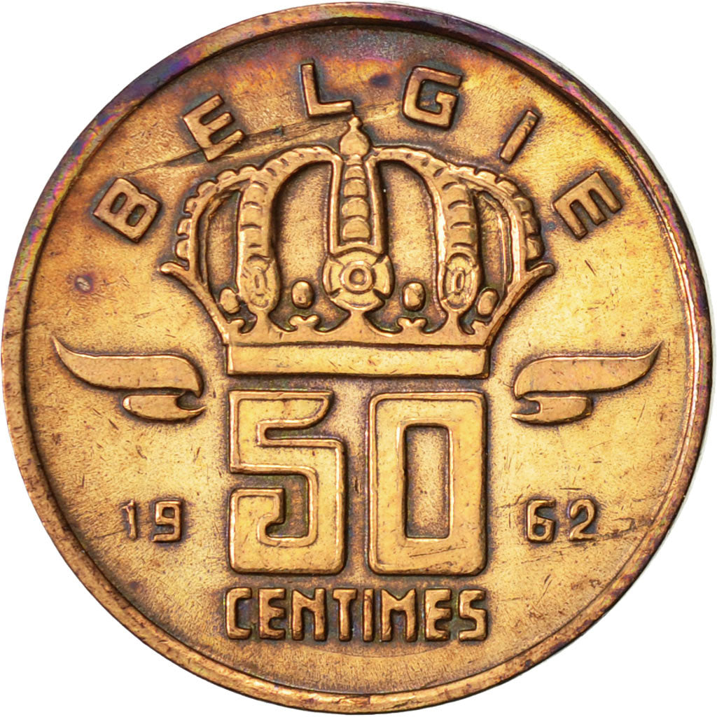 Coin, Belgium, Baudouin I, 50 Centimes, 1962, EF(40-45), Bronze, KM:149.1