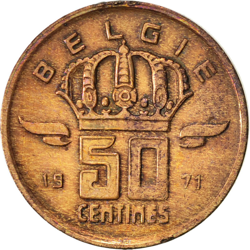 Coin, Belgium, Baudouin I, 50 Centimes, 1971, EF(40-45), Bronze, KM:149.1