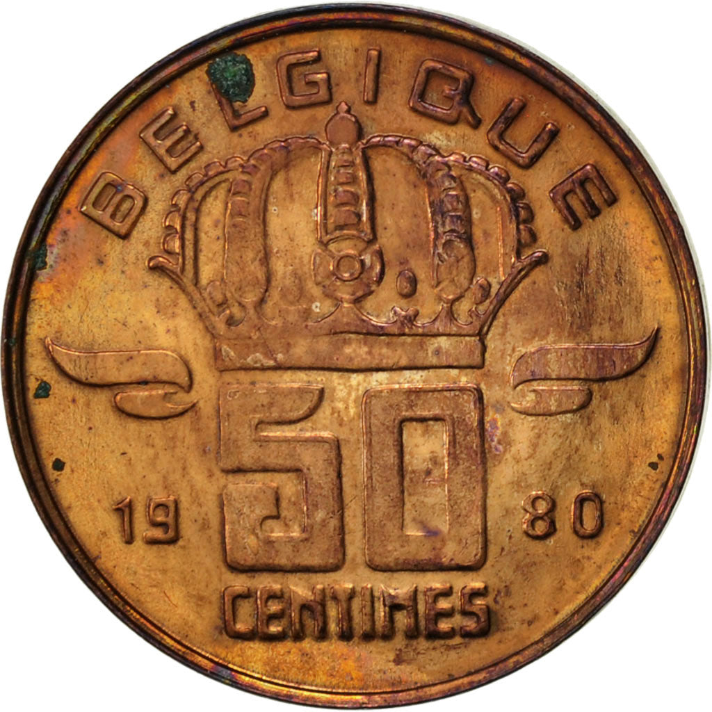 Coin, Belgium, Baudouin I, 50 Centimes, 1980, EF(40-45), Bronze, KM:148.1