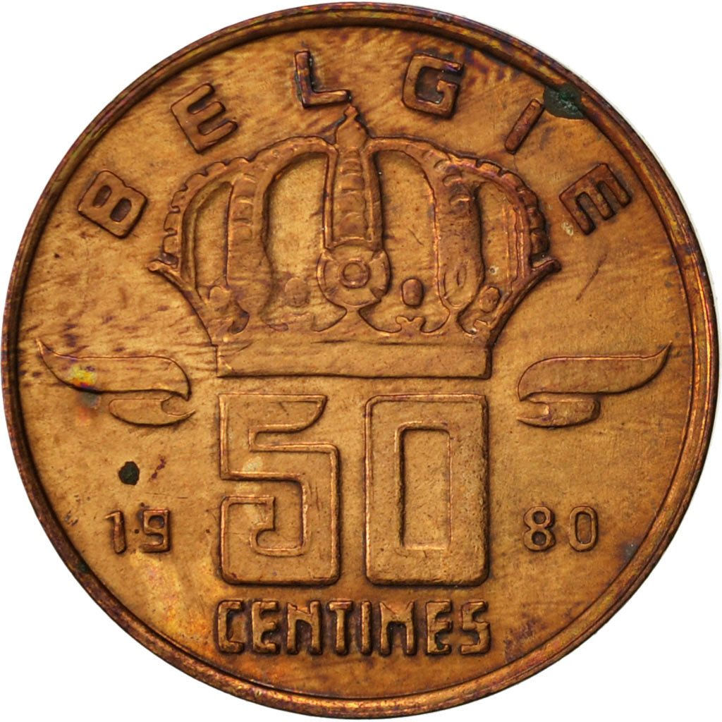 Coin, Belgium, Baudouin I, 50 Centimes, 1980, EF(40-45), Bronze, KM:149.1