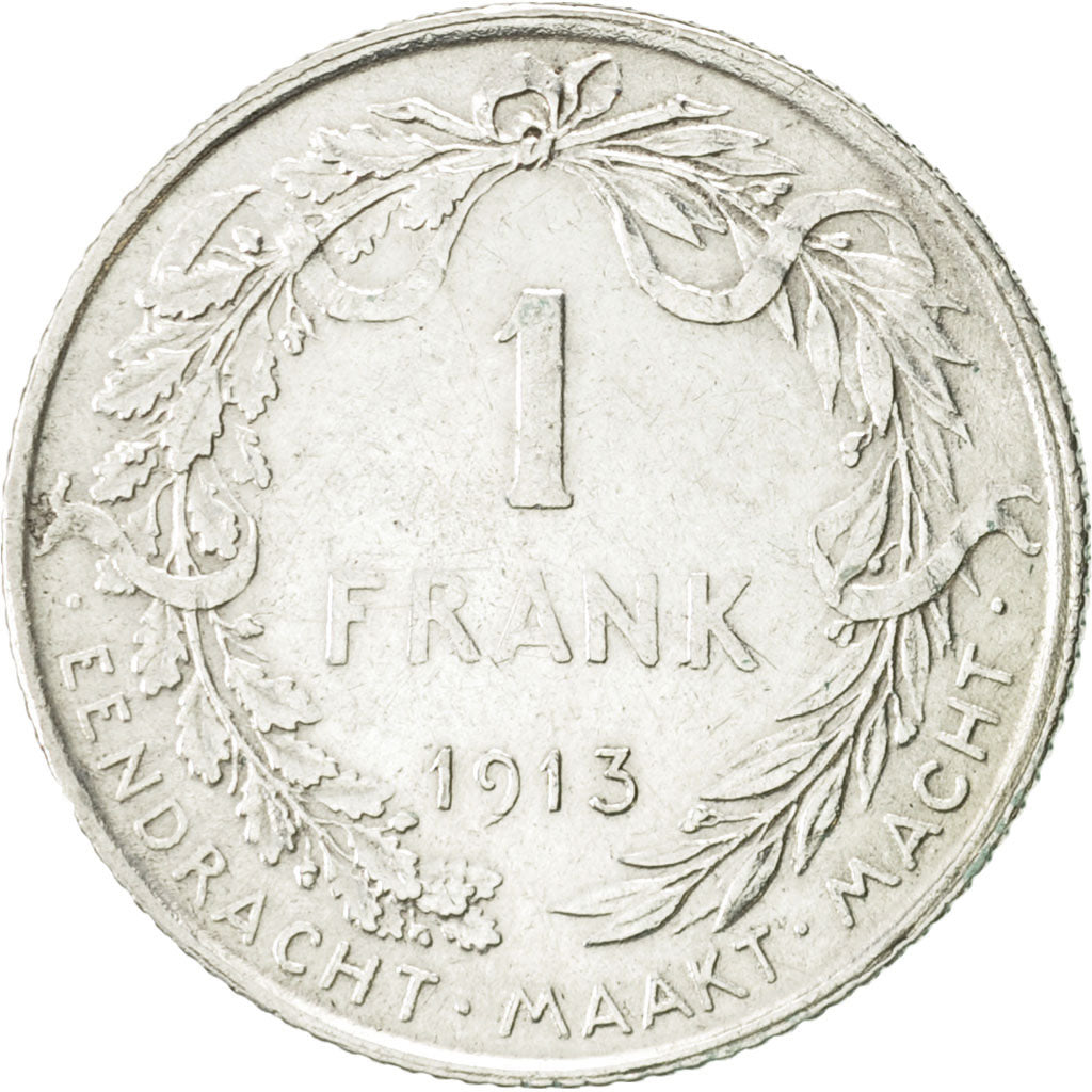 Bélgica, Franc, 1913, MBC+, Plata, KM:73.1