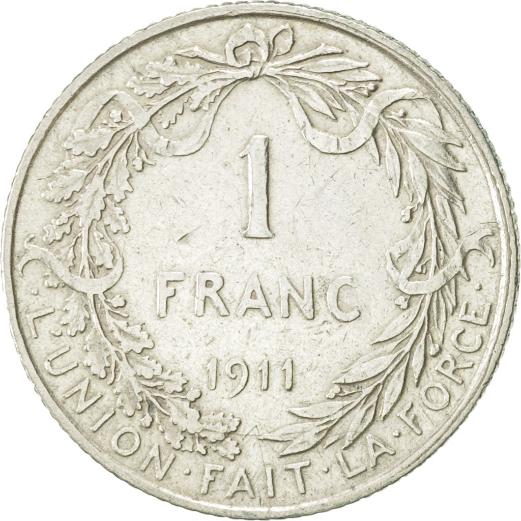 Moneda, Bélgica, Franc, 1911, MBC, Plata, KM:72