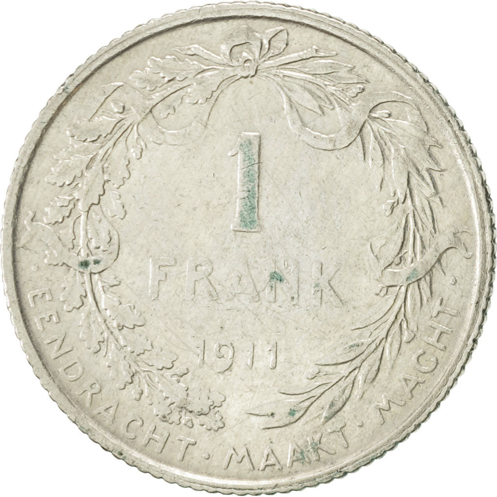 Bélgica, Franc, 1911, MBC, Plata, KM:73.1