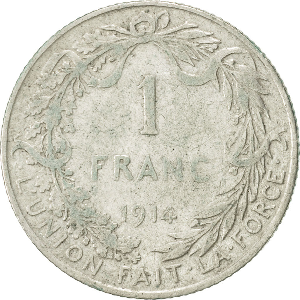 Bélgica, Franc, 1914, MBC, Plata, KM:72