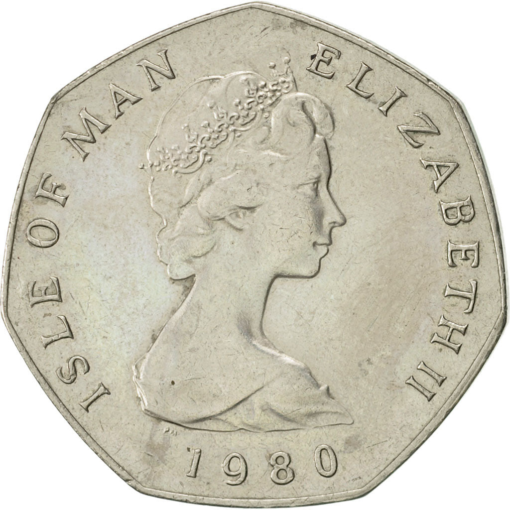 Isle of Man, Elizabeth II, 50 Pence, 1980, Pobjoy Mint, AU(55-58)