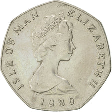 Isle of Man, Elizabeth II, 50 Pence, 1980, Pobjoy Mint, AU(55-58)