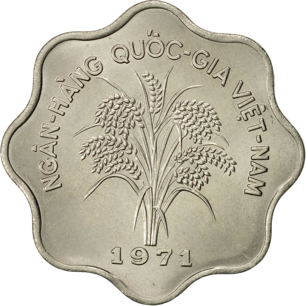 Vietnam, STATE OF SOUTH VIET NAM, 5 Dông, 1971, AU(55-58), Nickel Clad Steel