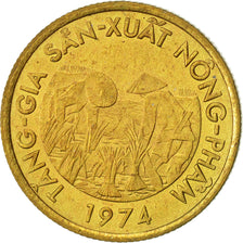 Vietnam, STATE OF SOUTH VIET NAM, 10 Dông, 1974, Vantaa, AU(55-58), Brass Clad