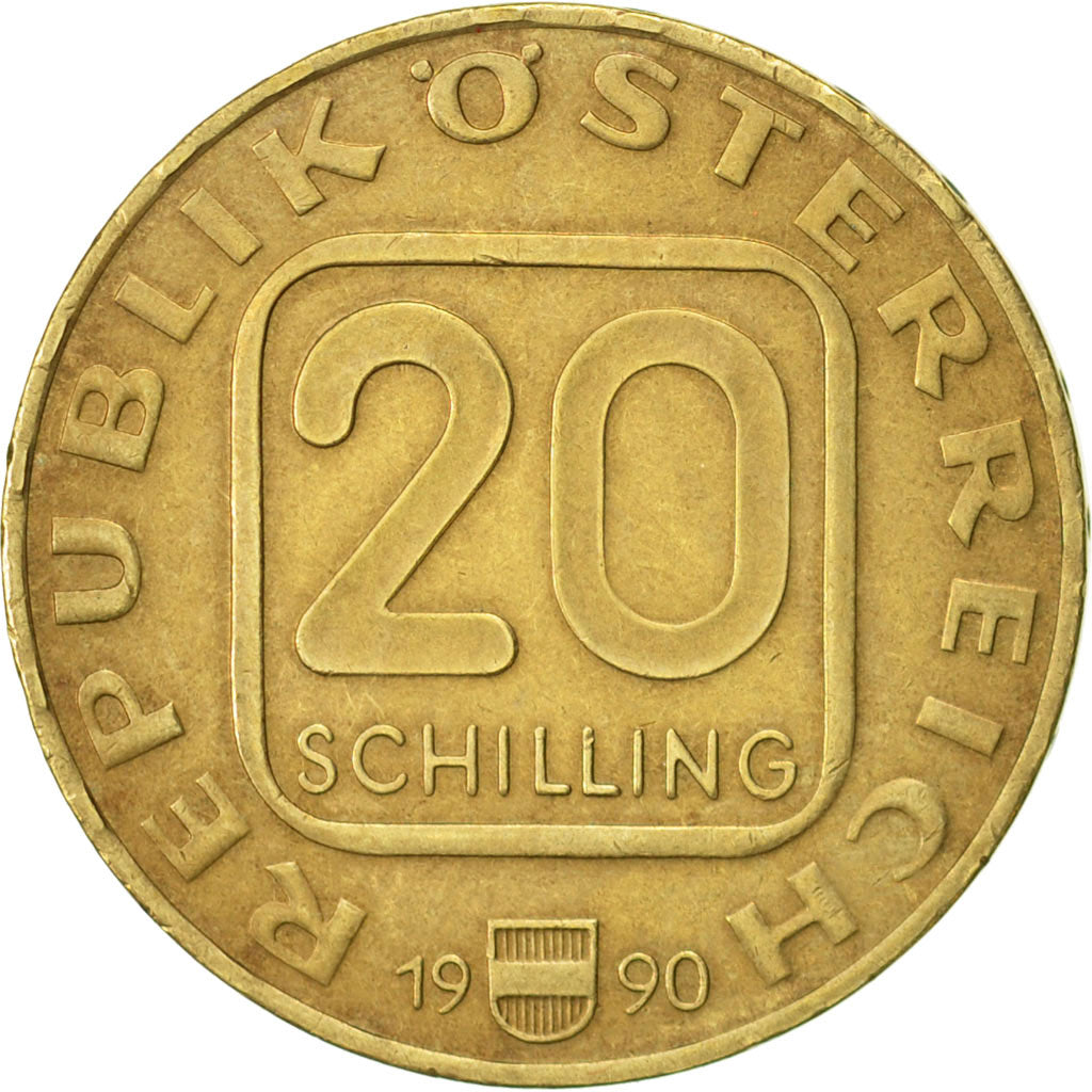 Austria, 20 Schilling, 1990, AU(55-58), Copper-Aluminum-Nickel, KM:2993.1