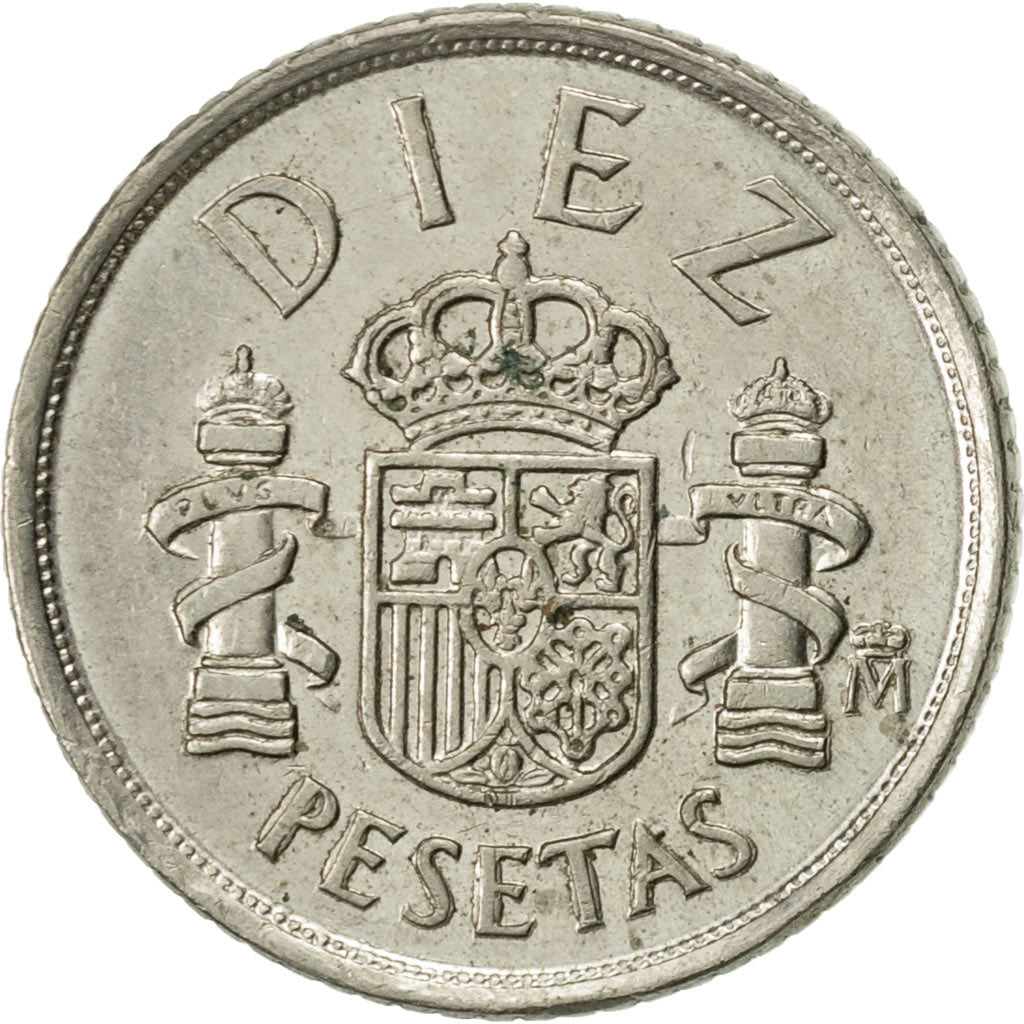 Spain, Juan Carlos I, 10 Pesetas, 1985, AU(55-58), Copper-nickel, KM:827