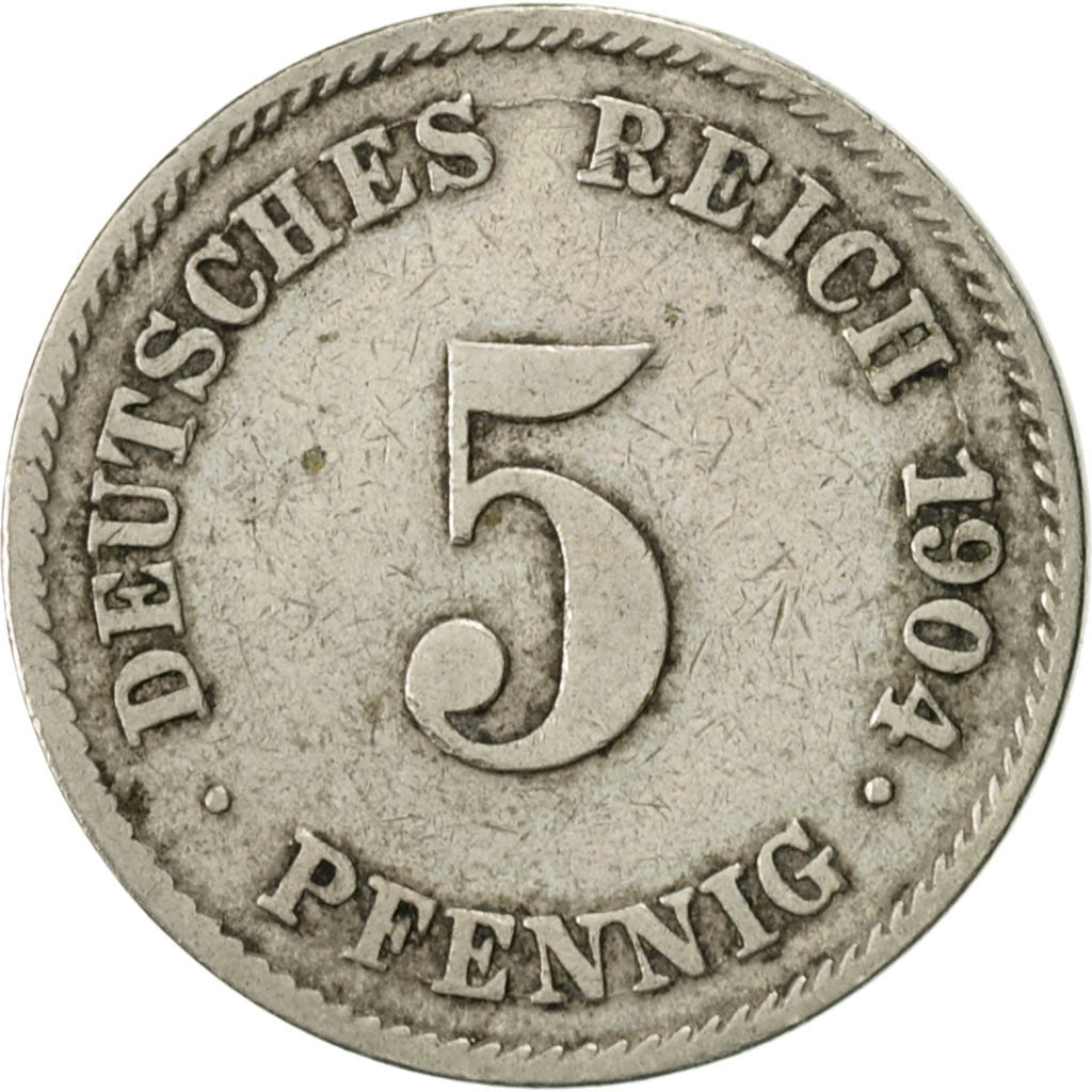 Coin, GERMANY - EMPIRE, Wilhelm II, 5 Pfennig, 1904, Hambourg, EF(40-45)