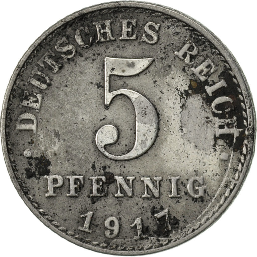 Coin, GERMANY - EMPIRE, 5 Pfennig, 1917, Berlin, VF(30-35), Iron, KM:19
