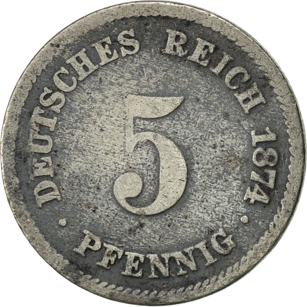 Coin, GERMANY - EMPIRE, Wilhelm I, 5 Pfennig, 1874, Berlin, VF(20-25)