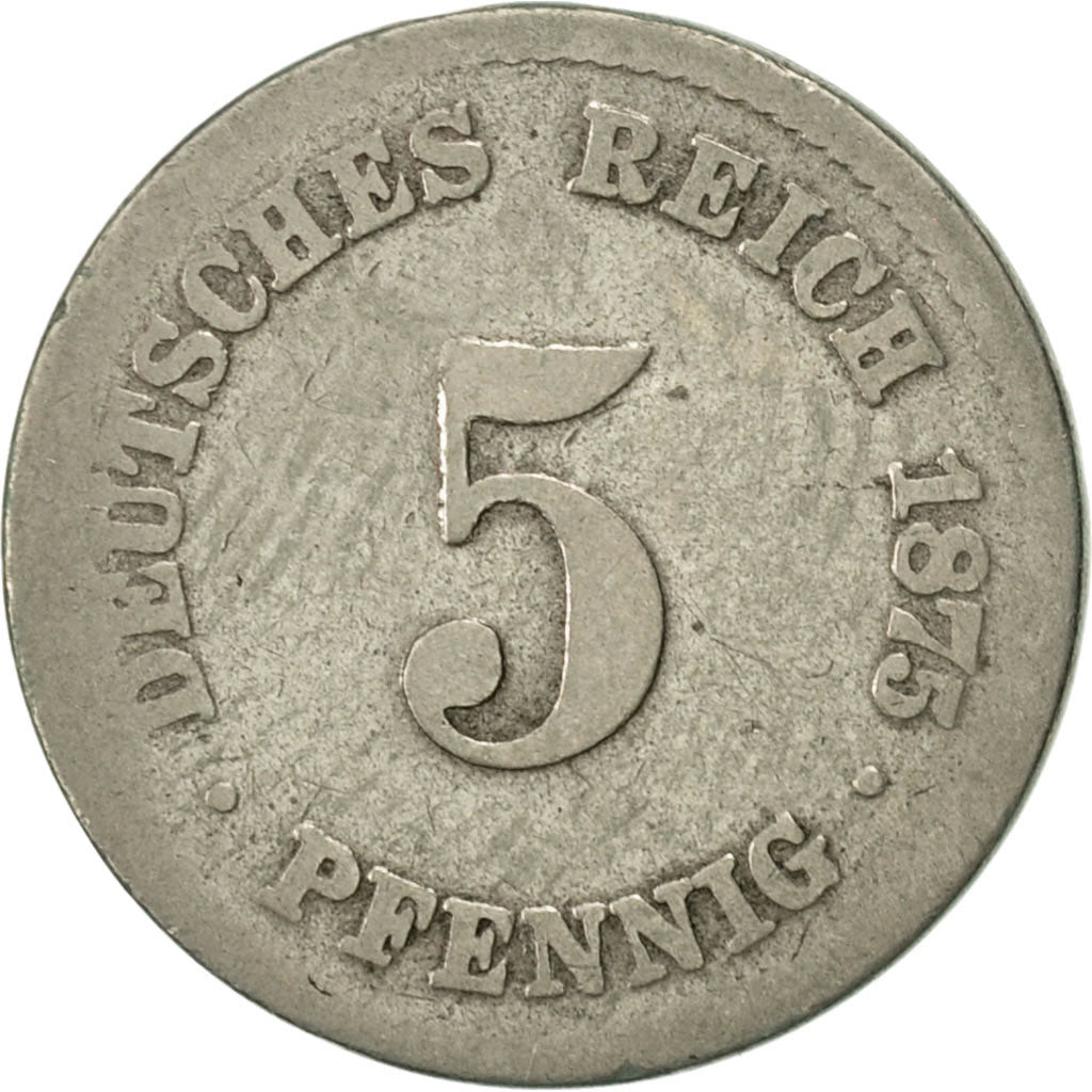 Coin, GERMANY - EMPIRE, Wilhelm I, 5 Pfennig, 1875, Karlsruhe, VF(20-25)