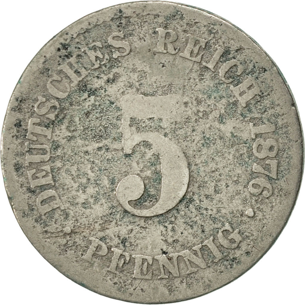 Moneta, GERMANIA - IMPERO, Wilhelm I, 5 Pfennig, 1876, Muldenhütten, MB