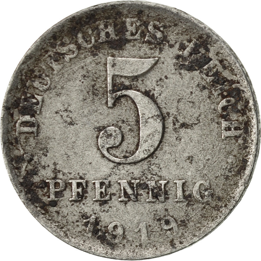 Coin, GERMANY - EMPIRE, 5 Pfennig, 1919, Berlin, VF(30-35), Iron, KM:19