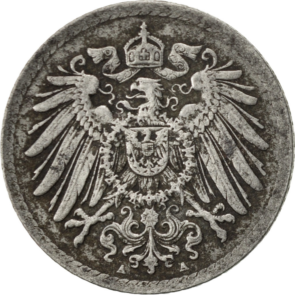 Moneta, GERMANIA - IMPERO, 5 Pfennig, 1915, Berlin, BB, Ferro, KM:19
