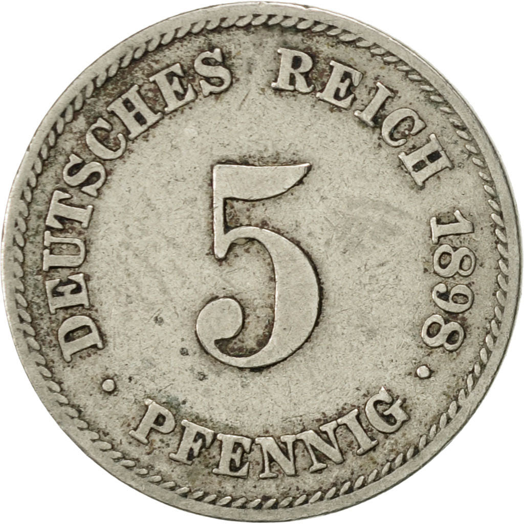 Moneta, GERMANIA - IMPERO, Wilhelm II, 5 Pfennig, 1898, Muldenhütten, BB