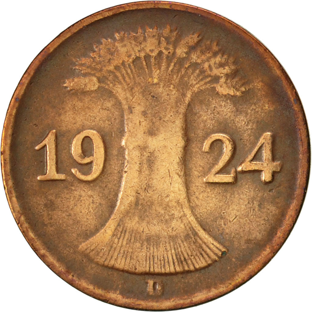 Moneta, GERMANIA, REPUBBLICA DI WEIMAR, Rentenpfennig, 1924, Munich, BB, Bronzo