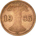 Coin, GERMANY, WEIMAR REPUBLIC, Reichspfennig, 1935, Karlsruhe, AU(50-53)
