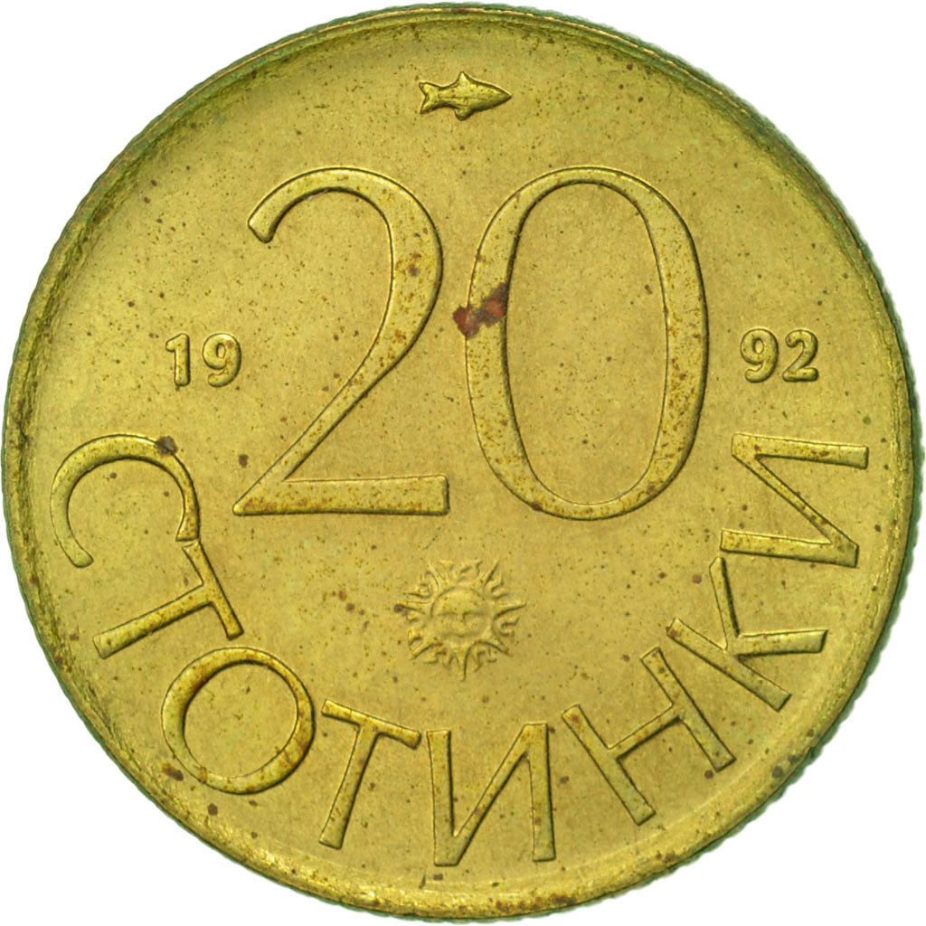 Coin, Bulgaria, 20 Stotinki, 1992, EF(40-45), Nickel-brass, KM:200