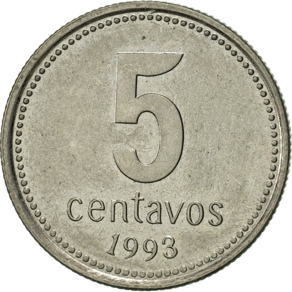 Argentina, 5 Centavos, 1993, AU(50-53), Copper-nickel, KM:109a.1