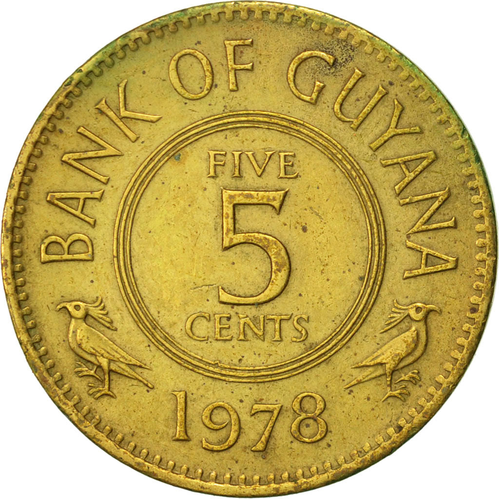 Guyana, 5 Cents, 1978, MBC, Níquel - latón, KM:32