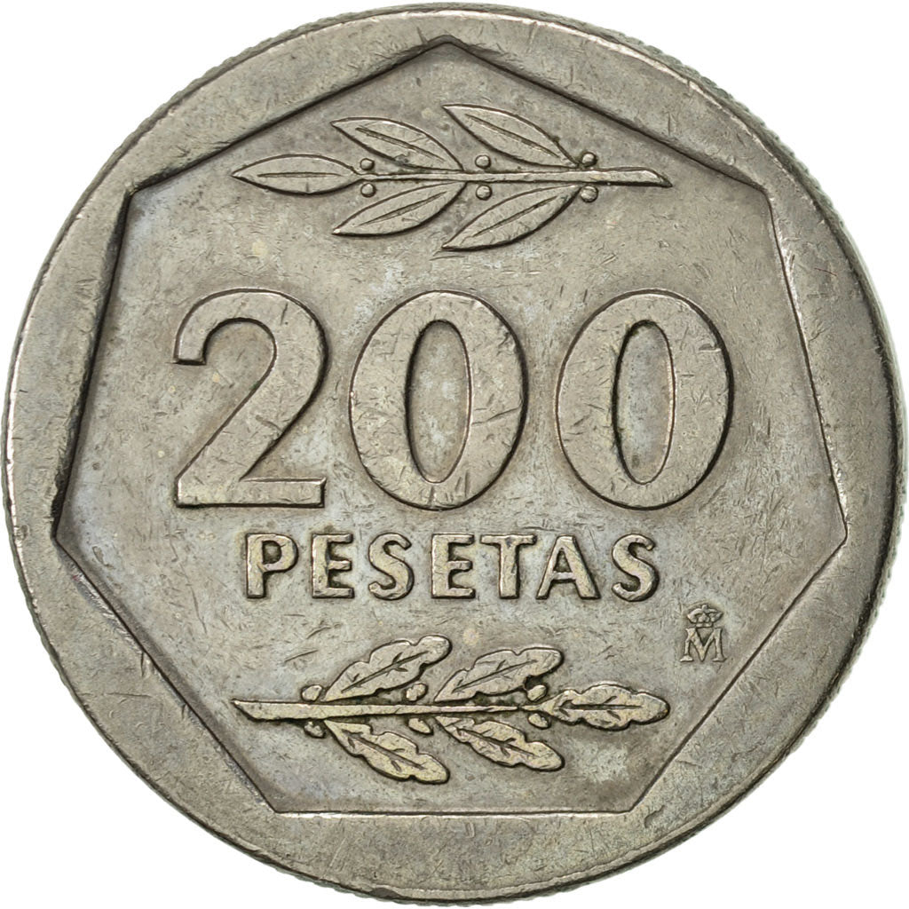 Munten, Spanje, Juan Carlos I, 200 Pesetas, 1988, ZF+, Copper-nickel, KM:829